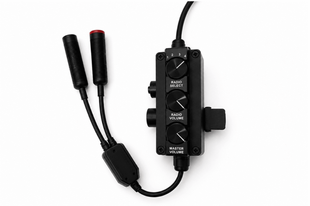 C-AT COMFORCE Individual Control Unit with dual dongle for vehicle intercom crew communication